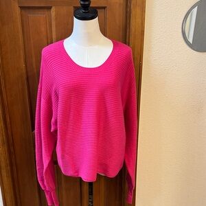 PRICE FIRM Good American Fuchsia Crew Neck Sweater Size L